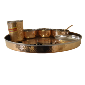 Copper Hammered Thali Set