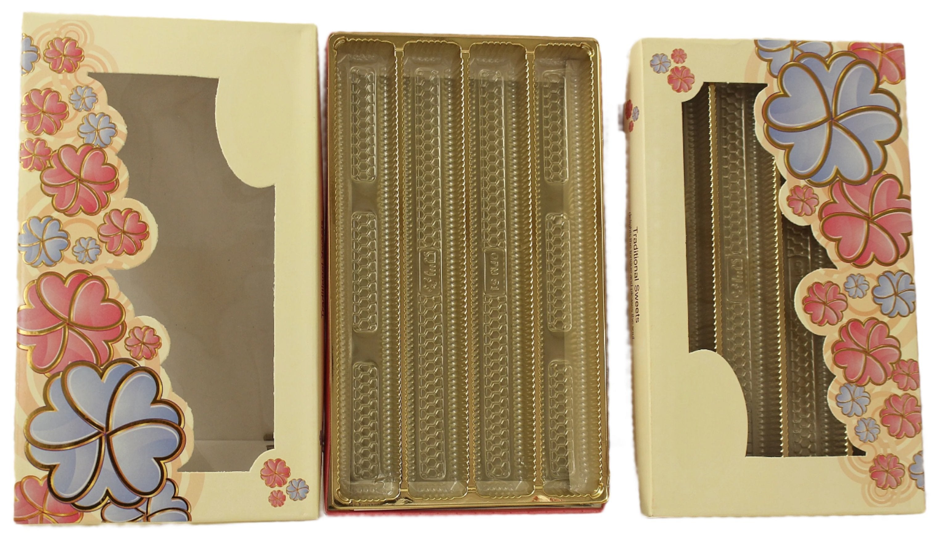 Cream Flower Print Sweet Box 1 Kg 4 Partition
