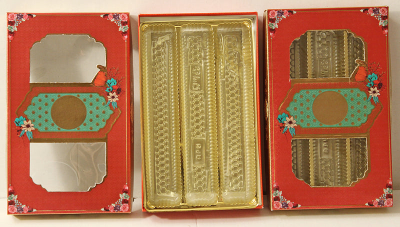 Fancy Design Empty Sweet Boxes (Red - 3 Patition) - 1/2 Kg