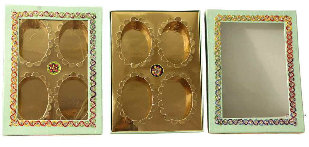 Empty DryFruit Boxes - 4 Compartment (Oval Shape-Inside) - 10 x 8"