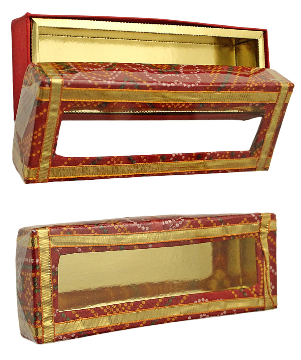 Red Bandhani Sweet Box 125 Grm (Rectangle)