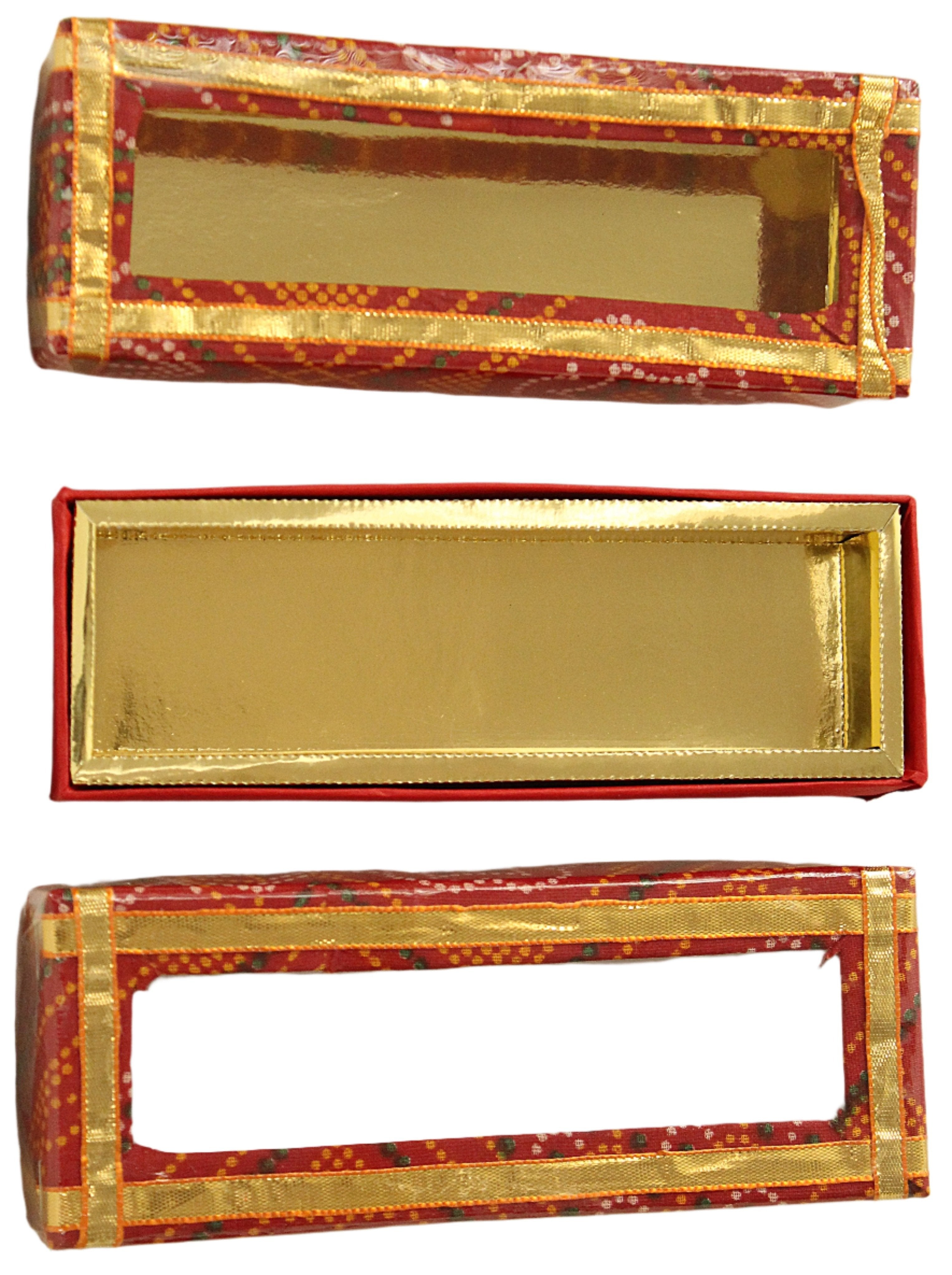 Red Bandhani Sweet Box 125 Grm (Rectangle)