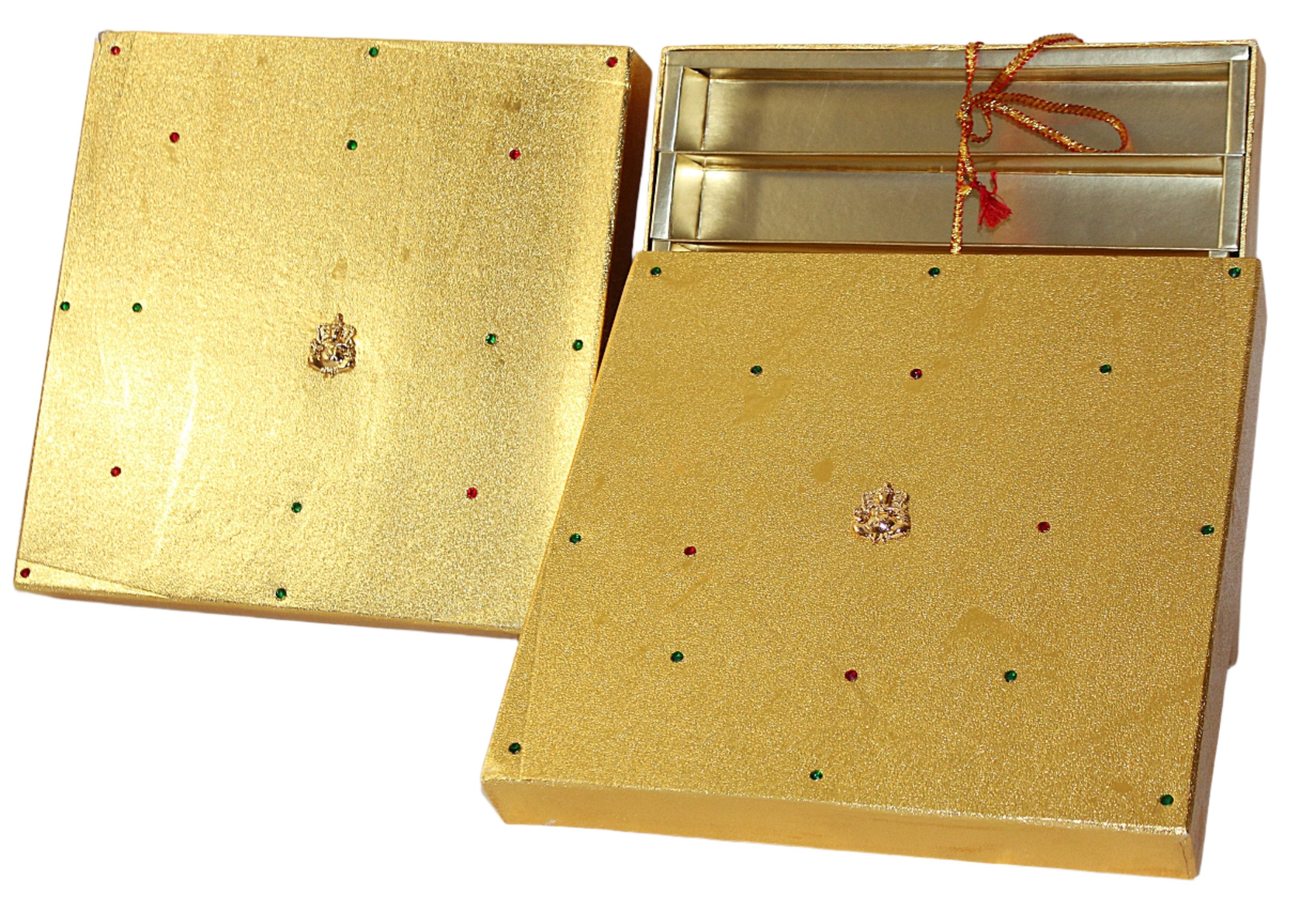 Golden Ganesh Decorative Fancy Empty Indian Sweets Gift Boxes - 1 Kg