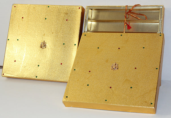 Golden Ganesh Decorative Fancy Empty Indian Sweets Gift Boxes - 1 Kg