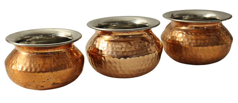 Copper Hammered Punjabi Handi (Serving Bowls) in 3 sizes