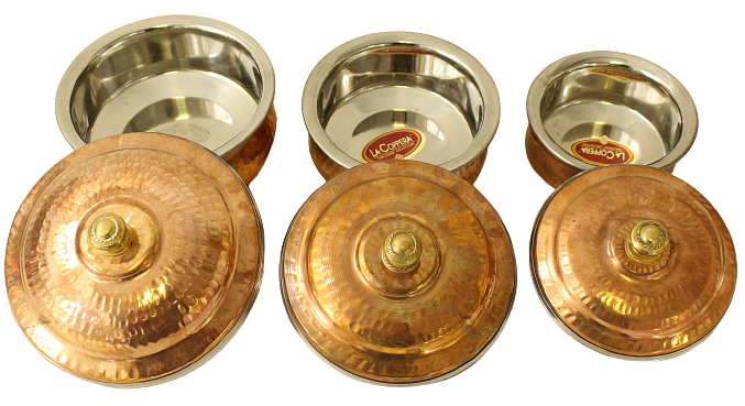 Copper Hammered Handi with Lid - 3 Sizes