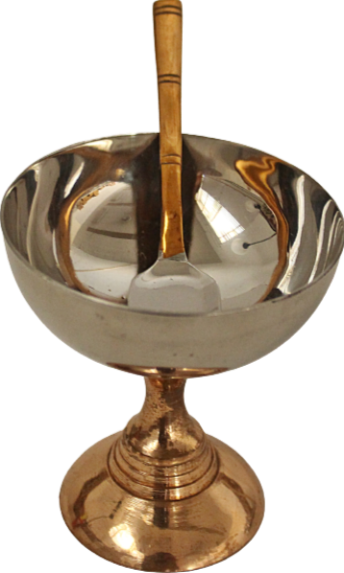 Copper & Stainless Steel Ice Cream Bowl with Spoon