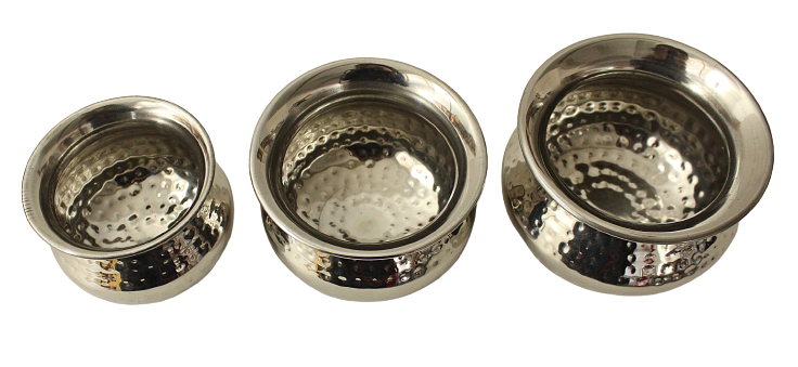 Stainless Steel Hammered Punjabi Handi (3 Sizes)