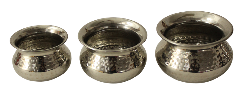 Stainless Steel Hammered Punjabi Handi (3 Sizes)
