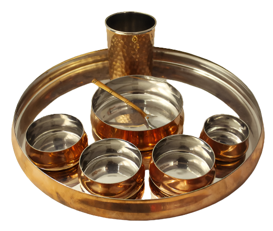 Copper Hammered Thali Set