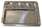 Stainless Steel Rectangle Dosa Thali / Saravana Plate 5 Compartments 16.5"