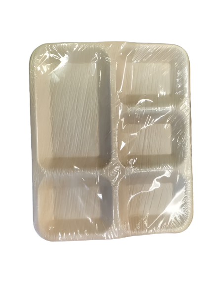 Eco-Friendly Disposable Rec. Plates in 5Comp - 12 x 10" (Pack of 25 Pcs)