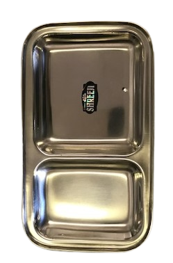 Stainless Steel Rectangle Plate / Thali w/ 2 Compartments (6 Pcs)