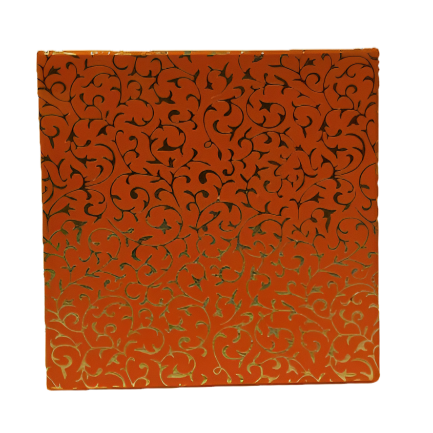 Beautiful Decorative Orange Empty Sweet Boxes with Gold Leaf Pattern - 1/2 Kg