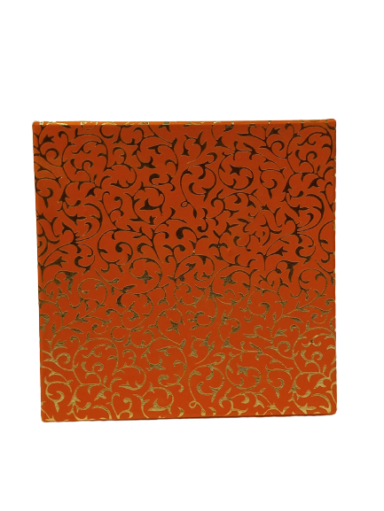 Beautiful Decorative Orange Empty Sweet Boxes with Gold Leaf Pattern - 1/2 Kg