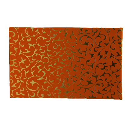 Beautiful Decorative Orange Empty Sweet Boxes with Gold Leaf Pattern - 1/4 Kg