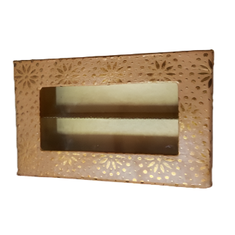 Peach-Colored Indian Sweet Boxes with 2 Compartments - 1/4 Kg Size - Outer: 7" x 4.5" x 1.75", Inner: 6.75" x 4.25" x 1.51"