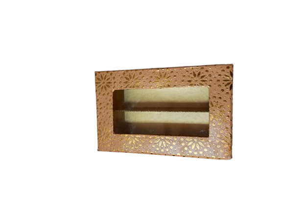 Peach-Colored Indian Sweet Boxes with 2 Compartments - 1/4 Kg Size - Outer: 7" x 4.5" x 1.75", Inner: 6.75" x 4.25" x 1.51"