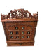 Wooden Puja Mandir for Home w/ Carving & Bells on Doors - 24"- LI42