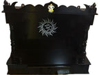 Dark Brown Open Wooden Temple w/ Ganpati Idol & Om Symbol - 24"- LI50